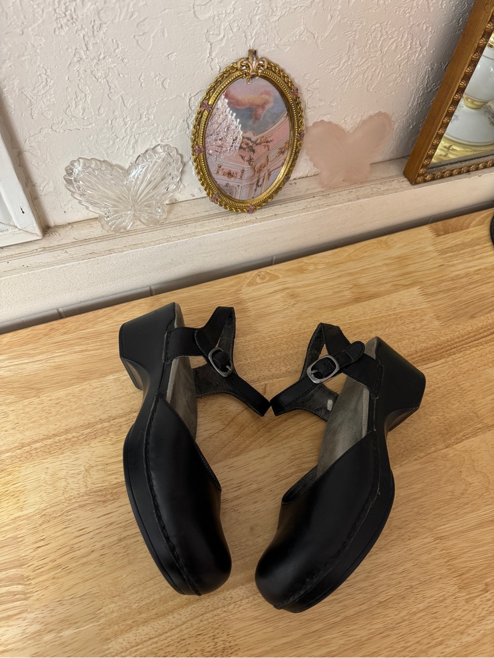 Dansko Black Leather Mary Jane Clogs Comfort Slip-On Shoes EU 39 US 8.5-9 - Picture 2 of 16